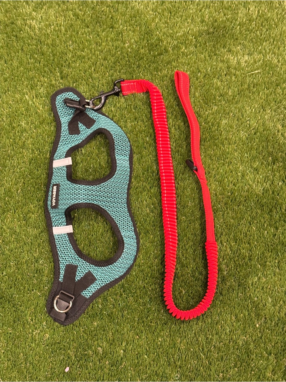 Dog Harness Leash Combo Set Aqua Teal Mesh Voyager ‎ Red Step-In Size Medium